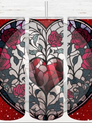 Stained Glass Red Hearts